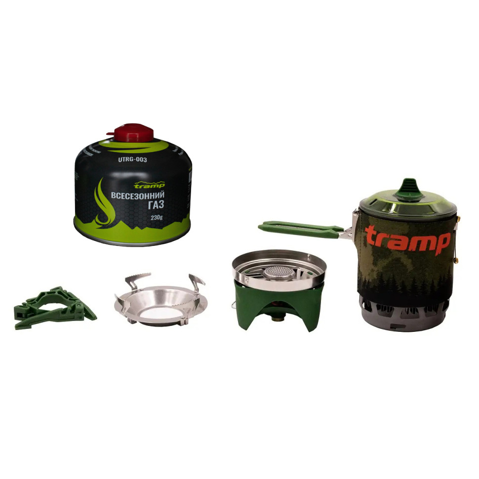 Система для приготування їжі та газовий балон 230 грам Tramp UTRG-115-olive+UTRG-003