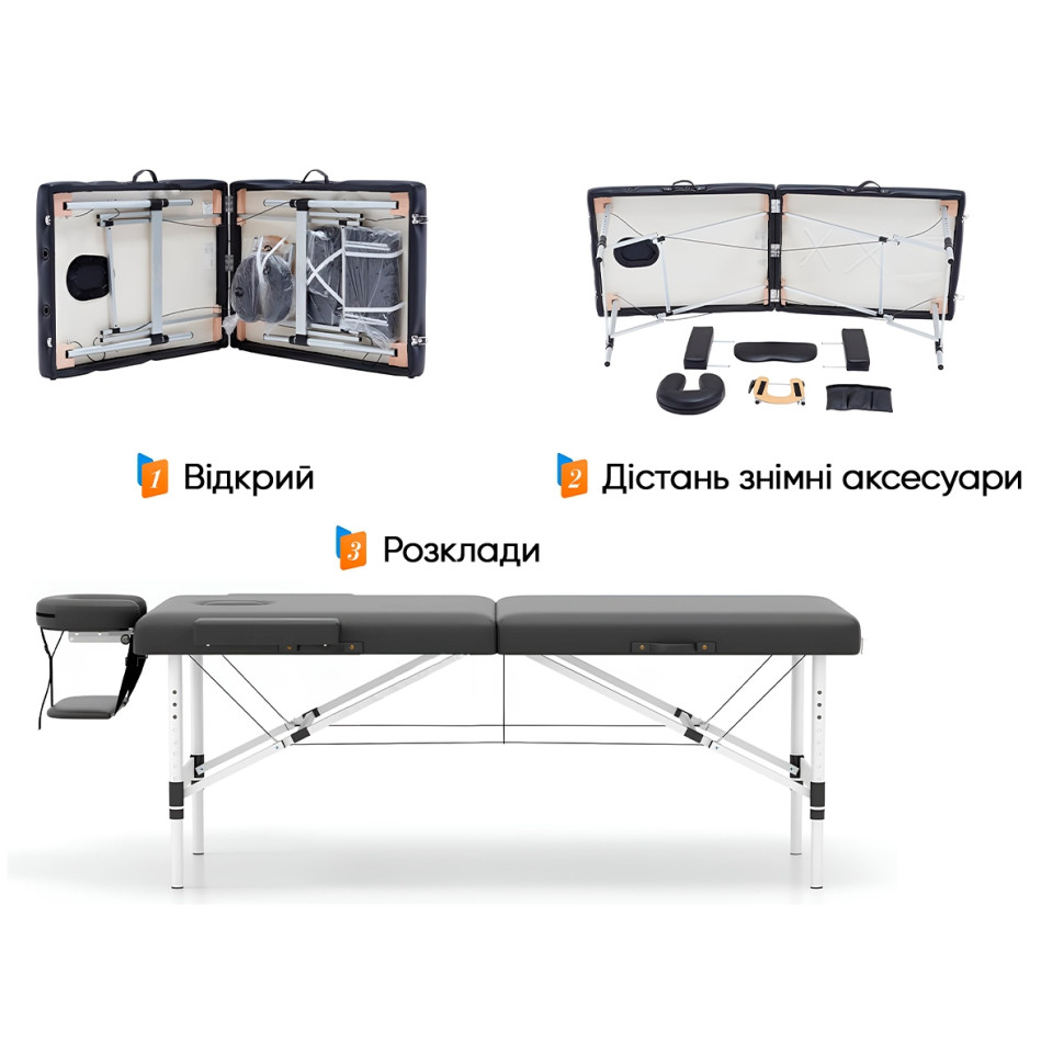 Массажный стол ZenRest-2 EasyFit EF-2216-70 кушетка складная черная в чехле