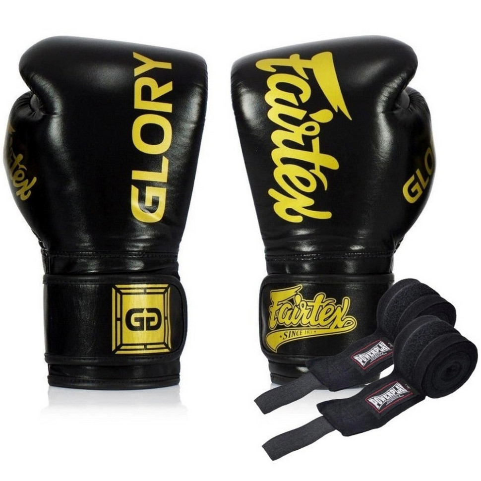 Боксерські рукавиці BGVG1 Fairtex BGVG1_14oz_Black 14 унцій (бинти в комплекті)
