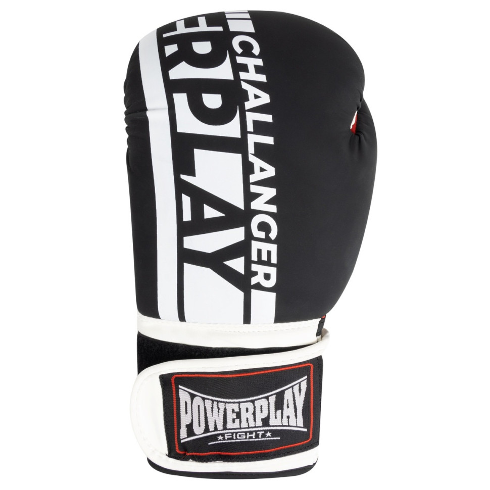 Боксерські рукавиці 3086 Matt Challenger PowerPlay PP_3086_12oz_Bl/White, Чорно-Білі 12 унцій