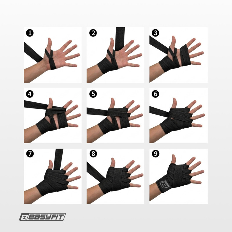Бинты для бокса EasyFit EF-0373-30-bk, FlexWrap, черный 3 м