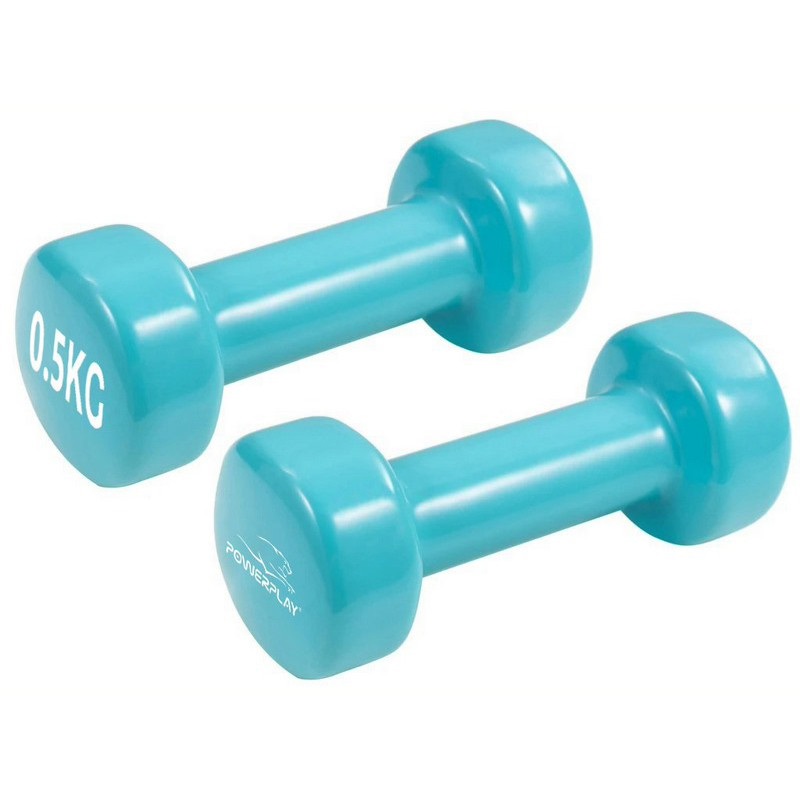 Гантели виниловые PowerPlay PP_4103_2*0,5kg 2 по 0,5 кг, Голубые