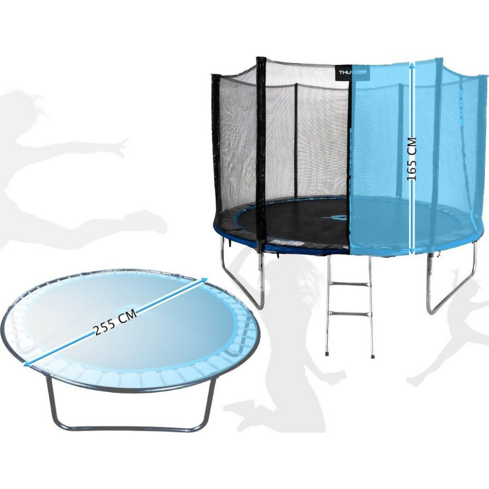 Батут із внутрішньою сіткою Outside PRO Thunder OUTSIDE-PRO-8FT-BLUE 244 см, чорно-блакитний