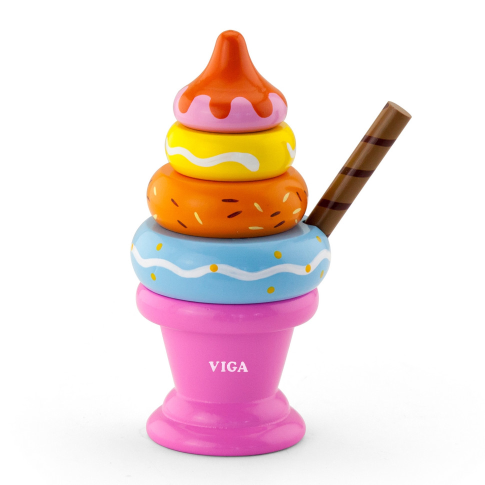 Дерев'яна пірамідка-морозиво Viga Toys 51321 іграшкові продукти