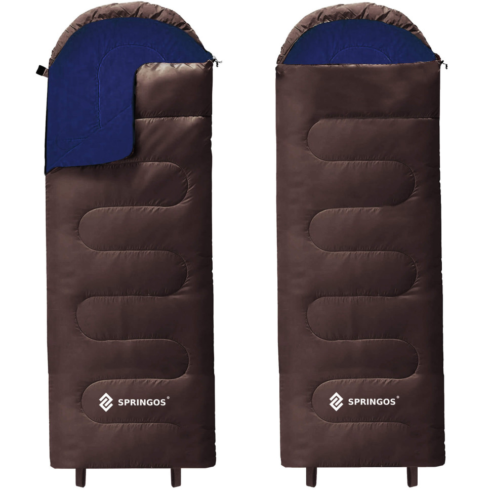 Спальний мішок-спальник 2 в 1 Springos CS0121 Brown/Navy Blue, чохол
