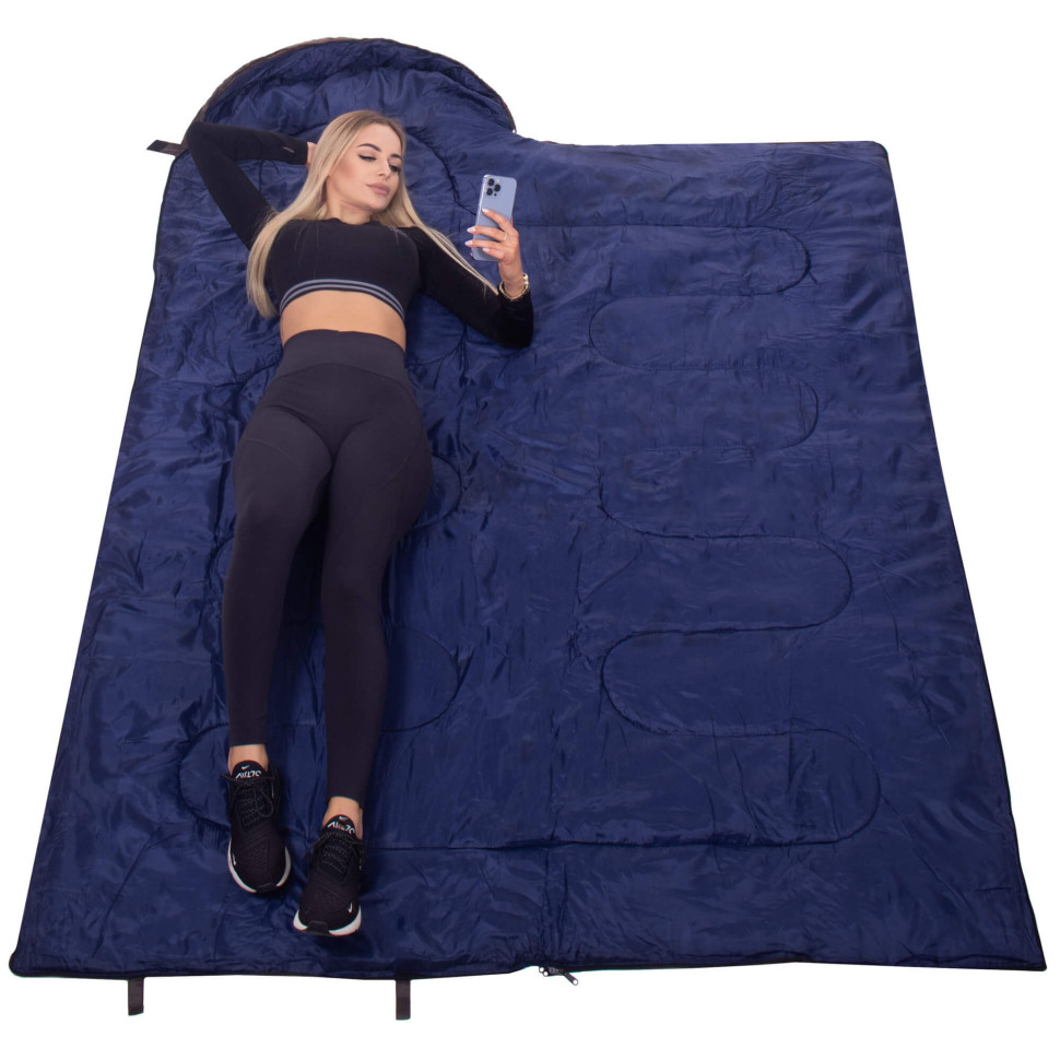 Спальний мішок-спальник 2 в 1 Springos CS0121 Brown/Navy Blue, чохол
