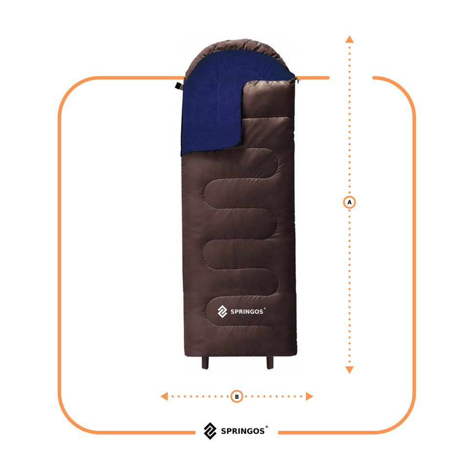Спальний мішок-спальник 2 в 1 Springos CS0121 Brown/Navy Blue, чохол