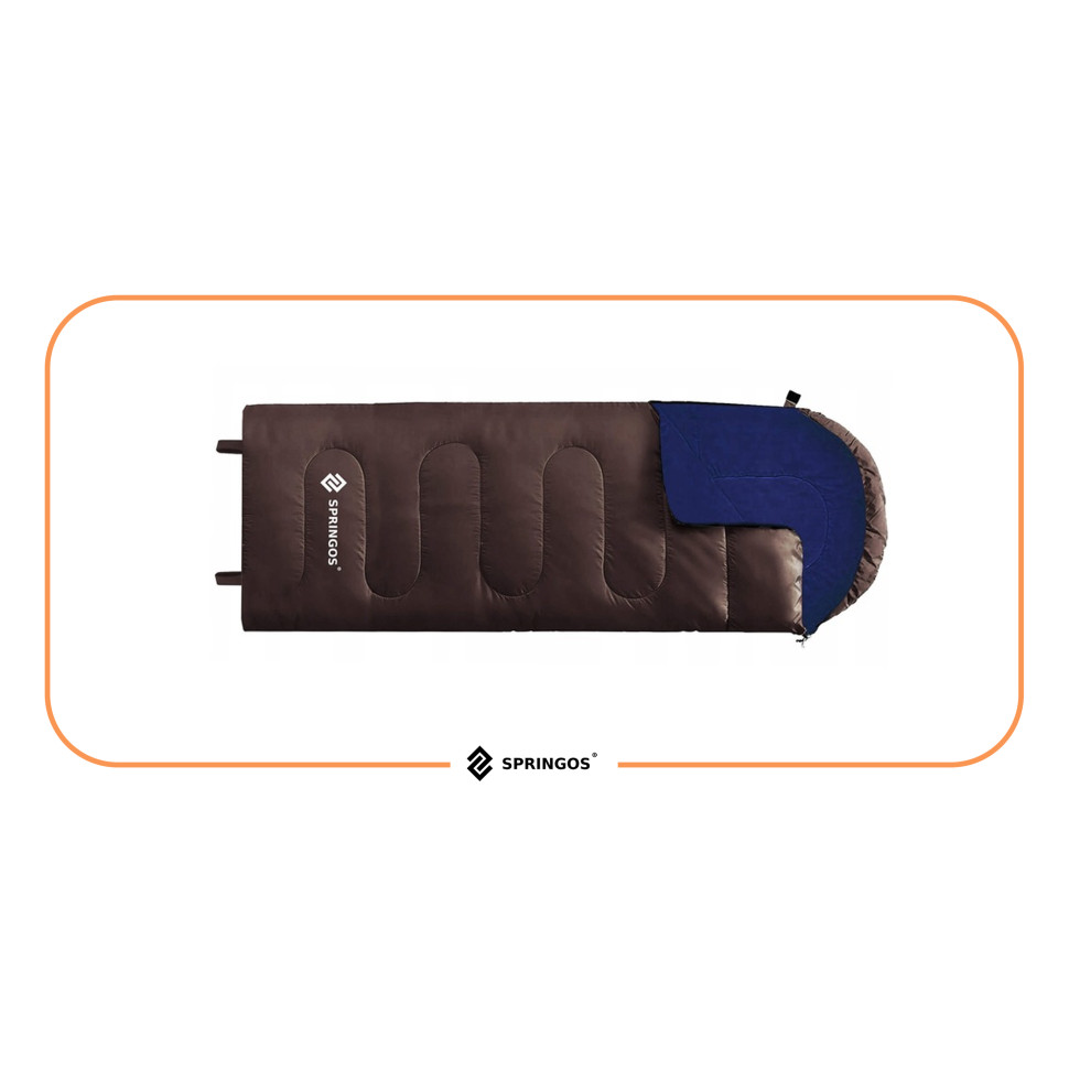 Спальний мішок-спальник 2 в 1 Springos CS0121 Brown/Navy Blue, чохол