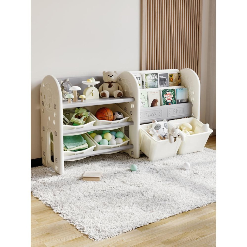 Детский стеллаж для хранения Crato Gray Mealux KD-E051 White 148х76х35 см