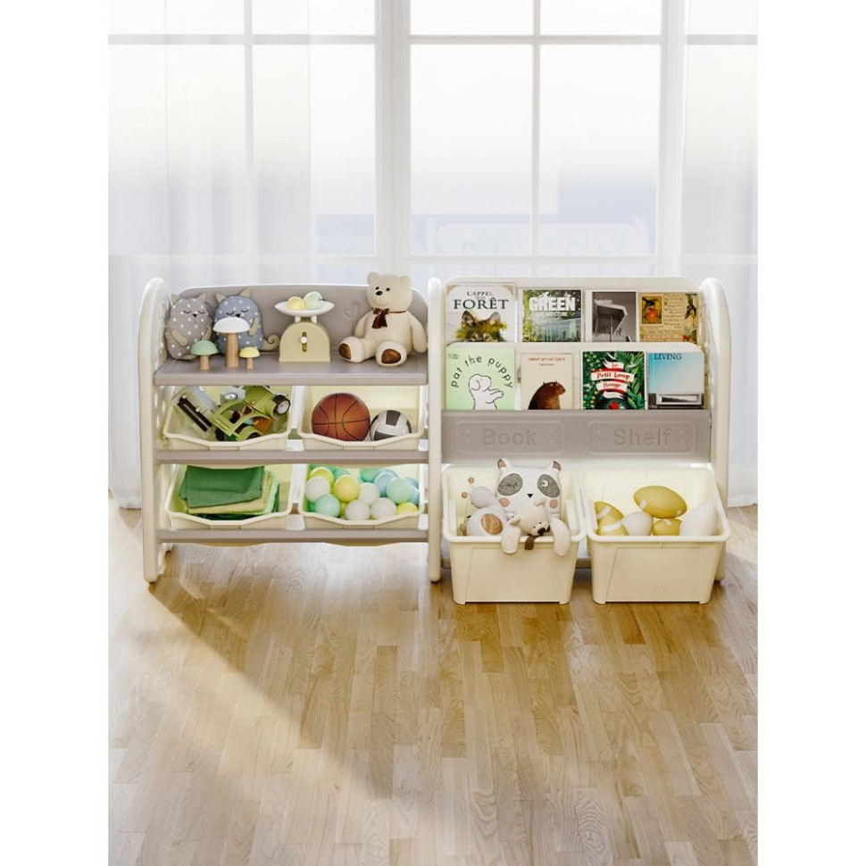 Детский стеллаж для хранения Crato Gray Mealux KD-E051 White 148х76х35 см