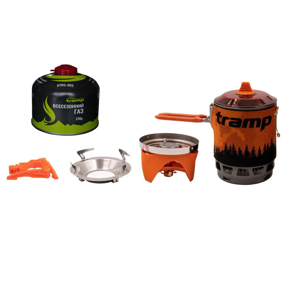 Система для приготування їжі та газовий балон 230 грам Tramp UTRG-049-orange+UTRG-003