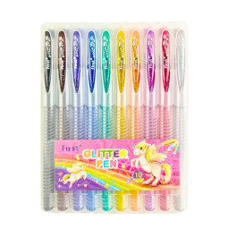 Набор гелевых ручек с глиттером Bambi 9838-10, 10 штук, 10 цветов, PVC BOX с петлей Набор гелевых ручек с глиттером Bambi 9838-10, 10 штук, 10 цветов, PVC BOX с петлей