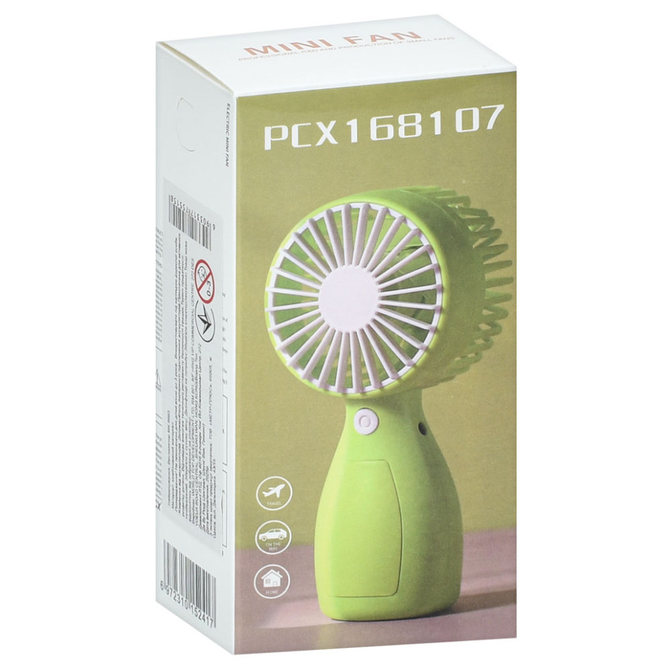 Портативний ручний вентилятор Bambi MK 5663-2(Green) 13 см, акумулятор, USB зарядне