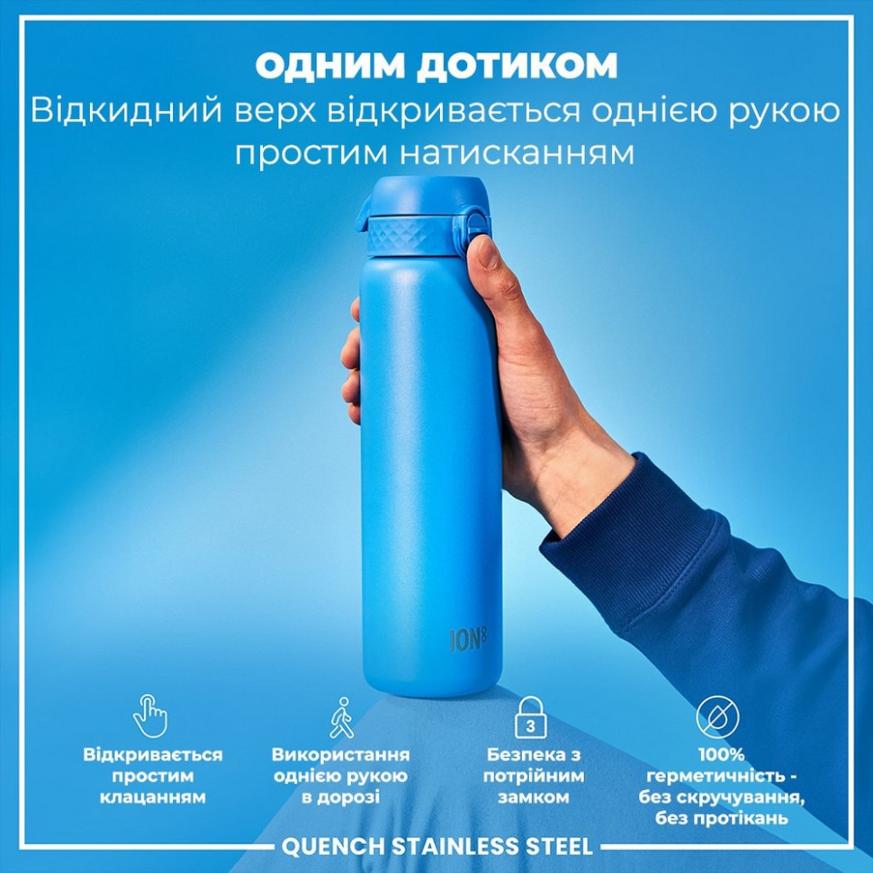 Бутылка для воды металлическая Stainless Steel ION8 I8SS1000BLU 1200 мл, Blue