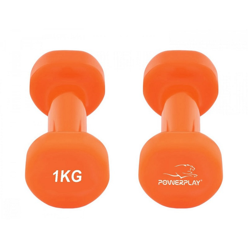 Гантелі вінілові PowerPlay PP_4103_2*1kg 2 по 1 кг, Помаранчеві