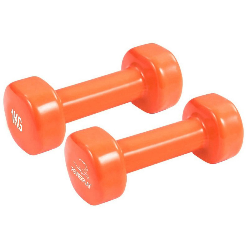 Гантелі вінілові PowerPlay PP_4103_2*1kg 2 по 1 кг, Помаранчеві