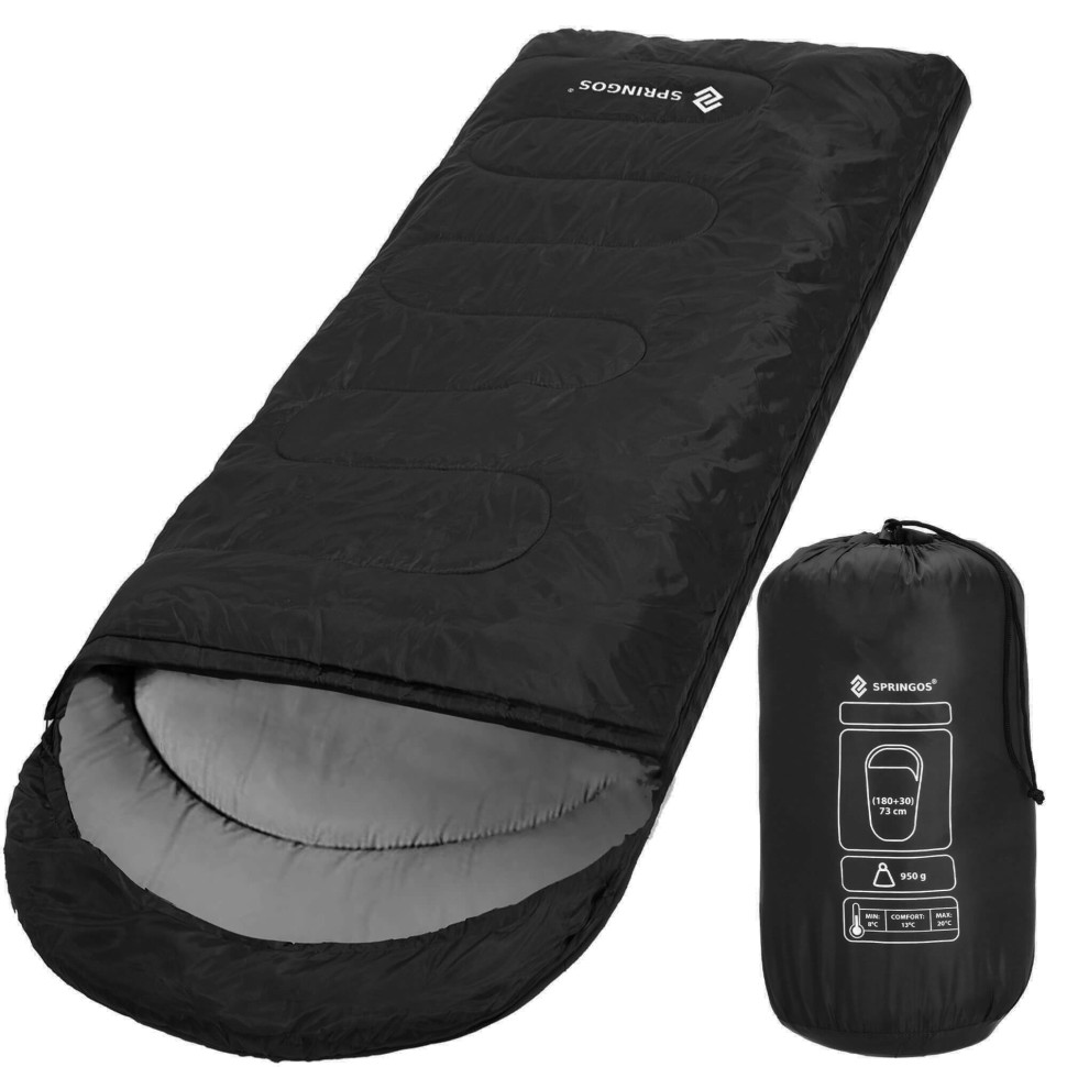 Спальний мішок-спальник 2 в 1 Springos CS0042 Black/Grey, чохол