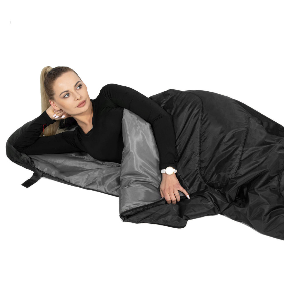 Спальний мішок-спальник 2 в 1 Springos CS0042 Black/Grey, чохол