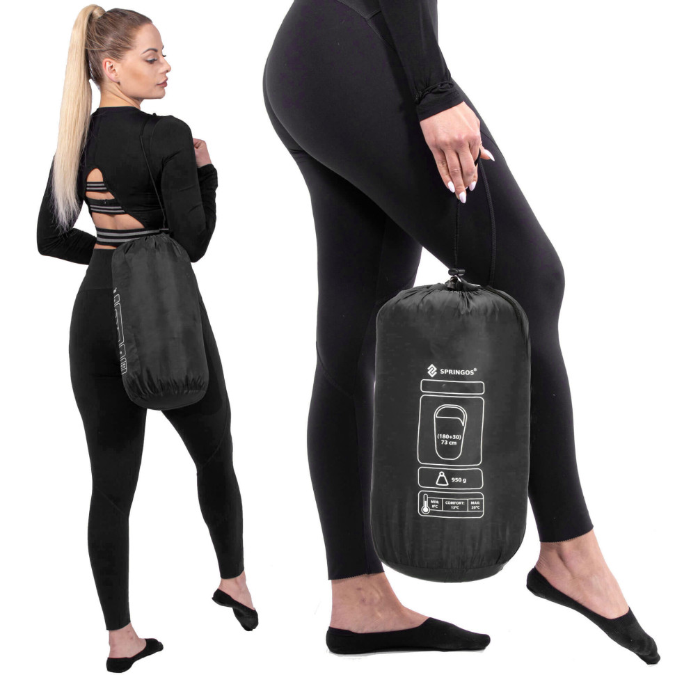 Спальний мішок-спальник 2 в 1 Springos CS0042 Black/Grey, чохол