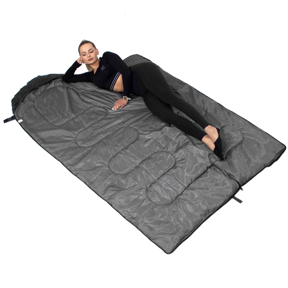Спальний мішок-спальник 2 в 1 Springos CS0042 Black/Grey, чохол