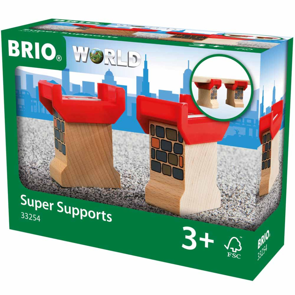 Опоры для мостов детской железной дороги BRIO 33254-BR, дерево 2 элемента в комплекте