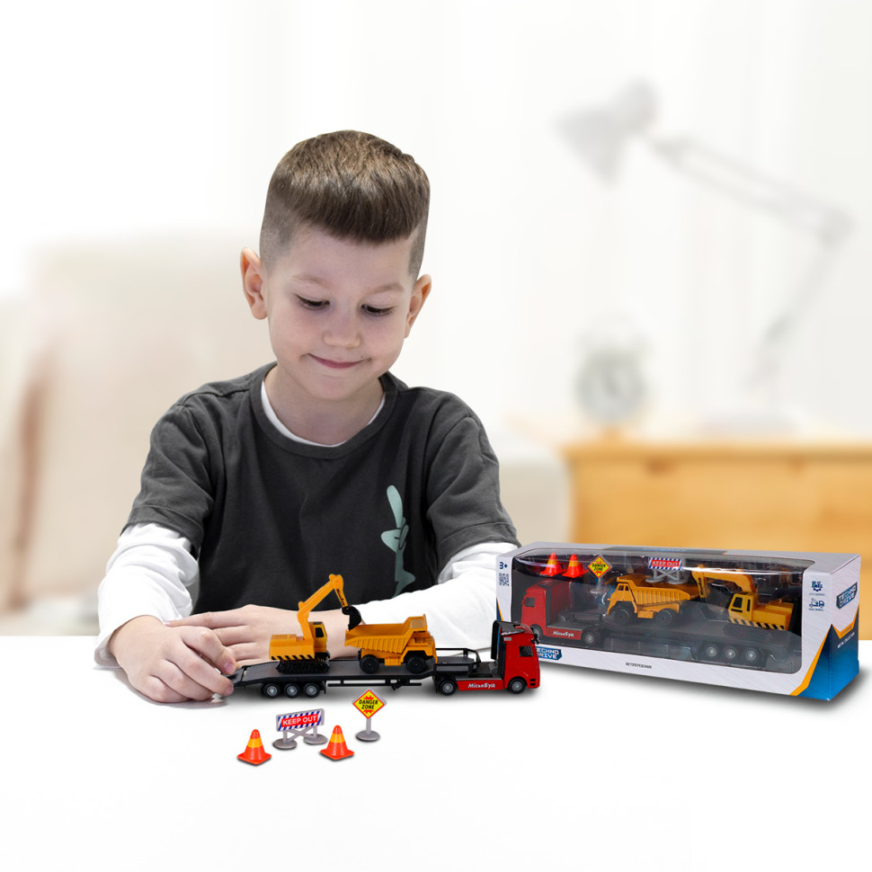 Игровой набор Автоперевозчик TechnoDrive 541757.270 самосвал, экскаватор