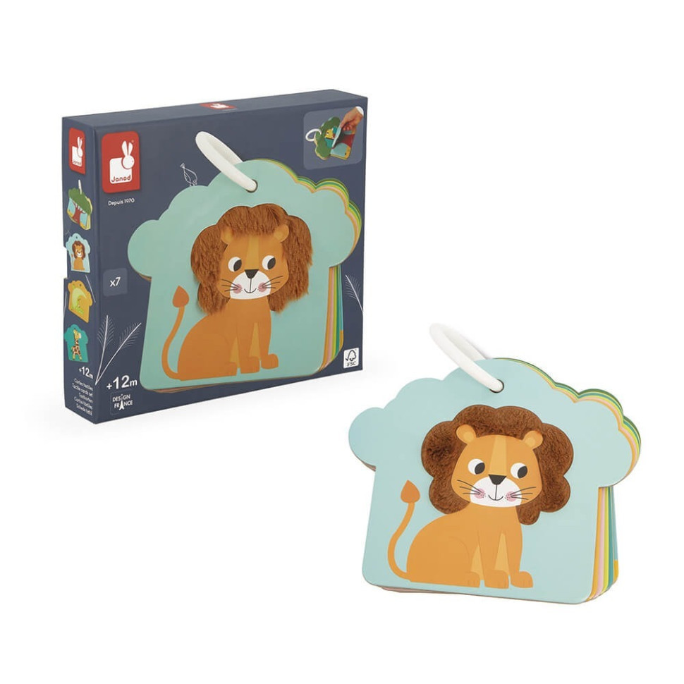 Игровой набор деревянный Тактильные карточки Саванна Janod J02694, 6 карточек