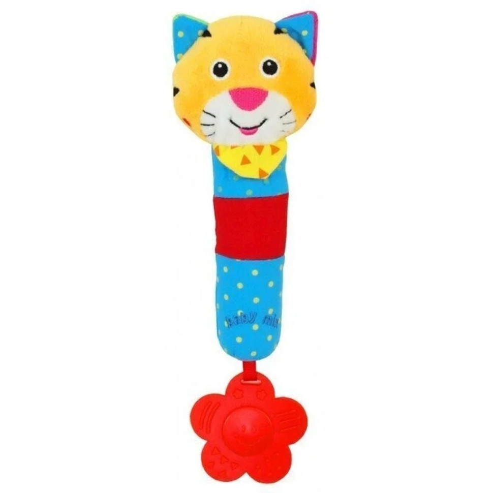 Плюшевая детская погремушка Котик Baby Mix 24528 разноцветный