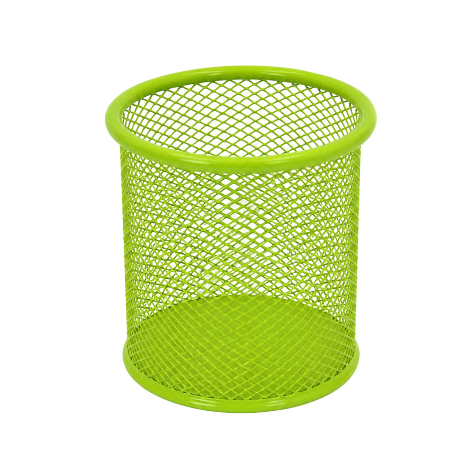 Склянка для ручок Leader 562001-Green металева, кругла, 9,5х7,5см.