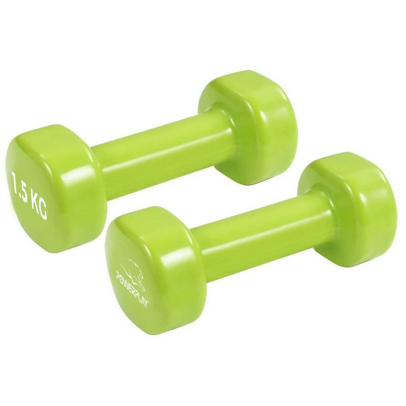 Гантели виниловые PowerPlay PP_4103_2*1,5kg 2 по 1,5 кг, Зеленые