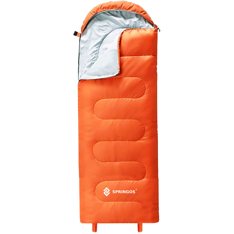 Спальний мішок-спальник 2 в 1 Springos CS0120 Orange/Grey, чохол