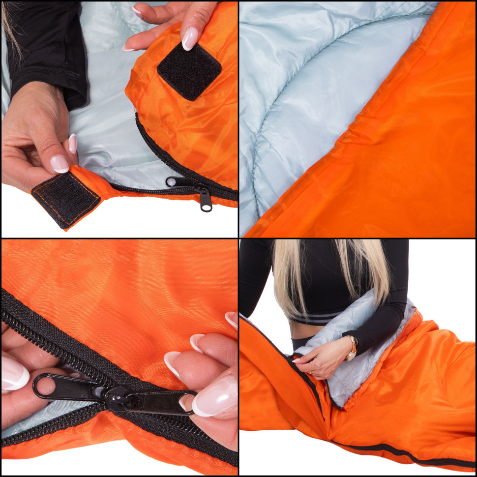 Спальний мішок-спальник 2 в 1 Springos CS0120 Orange/Grey, чохол