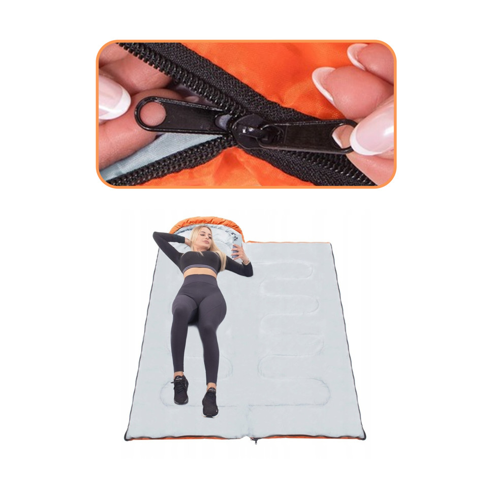 Спальний мішок-спальник 2 в 1 Springos CS0120 Orange/Grey, чохол