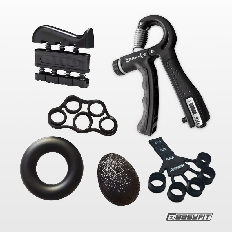 Набор кистевых эспандеров для тренировки 6 в 1 EasyFit EF-1990-7-BK, черный