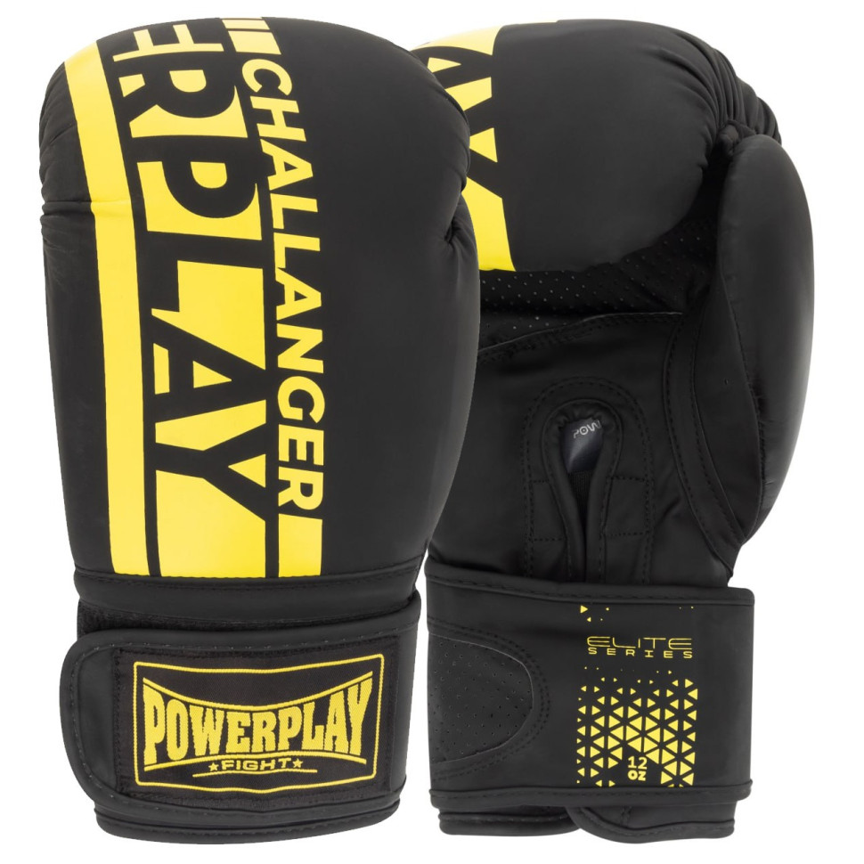 Боксерские перчатки 3086 Matt Challenger PowerPlay PP_3086_10oz_Bl/Yellow, Черно-Желтые 10 унций