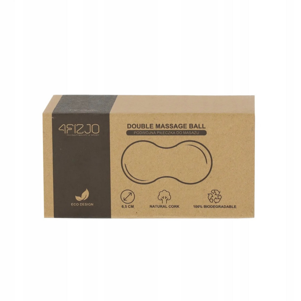 Масажний м'яч подвійний Lacrosse DuoBall Cork 4FIZJO 4FJ0568, 6.5 x 13.5 см