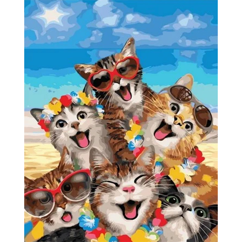 Картина за номерами. Rainbow Art "Веселі кішки" GX35795-RA по цене 240 грн.