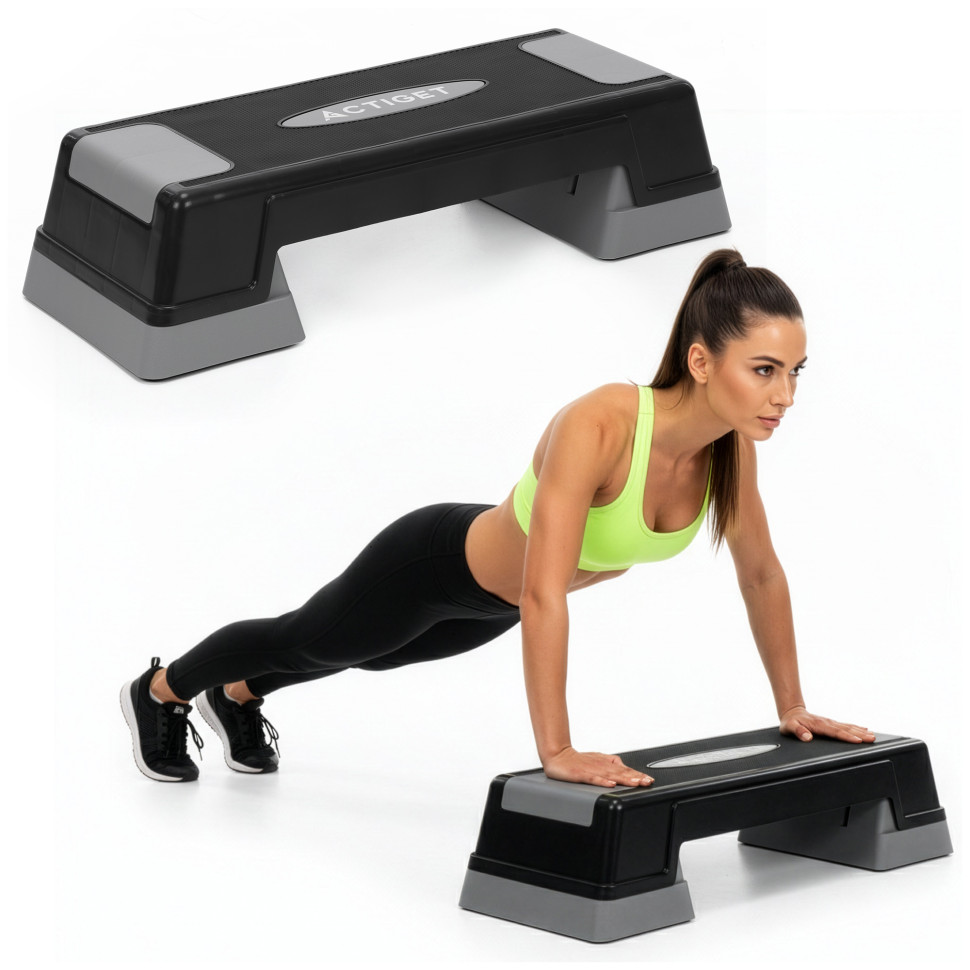 Степ-платформа 2-ступінчаста Actiget ACT0120 Black/Grey 73х28,5х12-17,5 см