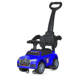 Детская каталка-толокар Bambi Racer M 5045L-4 синий, c родительской ручкой