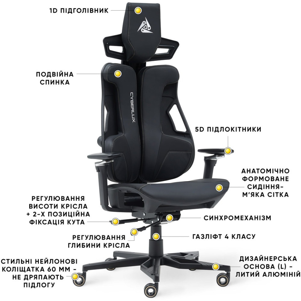 Геймерське крісло V10 Cyberlux GM-V10 PB, Black