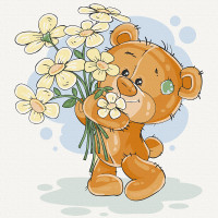 Роспись на холсте "Медвежонок с цветами" Art Craft 15529-AC 30х30 см