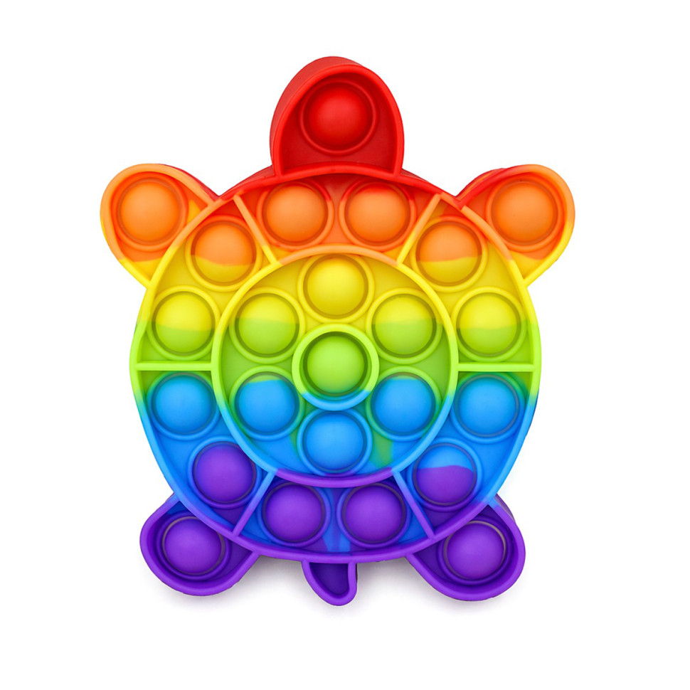 Антистрес-іграшка Черепаха Bambi SL12 POP IT райдужний, 14х12х1,3 см