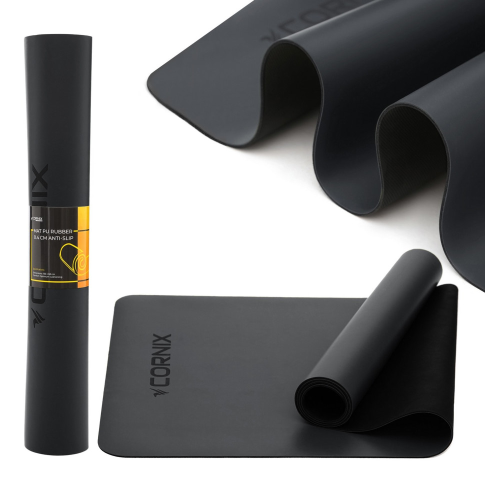 Килимок спортивний для йоги та фітнесу Cornix XR-0317 Black 183 x 68 x 0.4 см