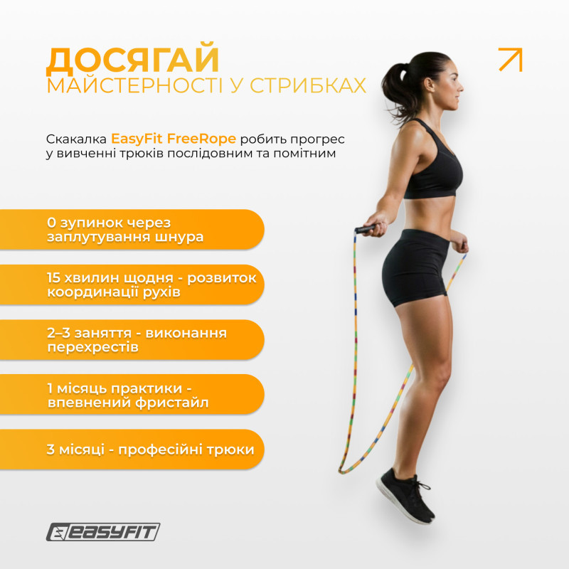 Бисерная скакалка EasyFit EF-2820-MD, FreeRope, мультиколор 2,7 м