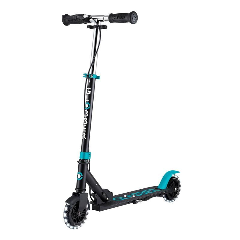 Самокат двоколісний FLOW ELEMENT JUNIOR LIGHTS GLOBBER 729-105 чорно-бірюзовий