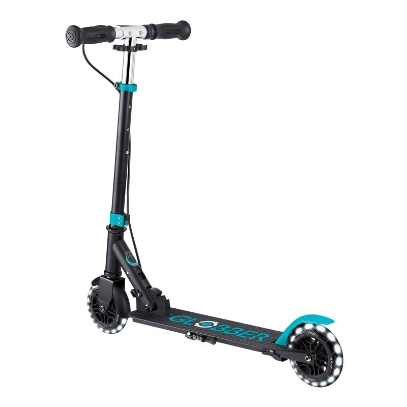 Самокат двоколісний FLOW ELEMENT JUNIOR LIGHTS GLOBBER 729-105 чорно-бірюзовий