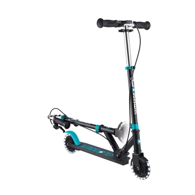 Самокат двоколісний FLOW ELEMENT JUNIOR LIGHTS GLOBBER 729-105 чорно-бірюзовий