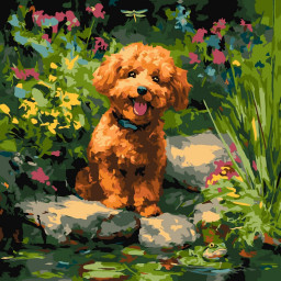 Картина по номерам "Пудель на пруду" ©art_selena_ua Идейка KHO6799, 40х40 см