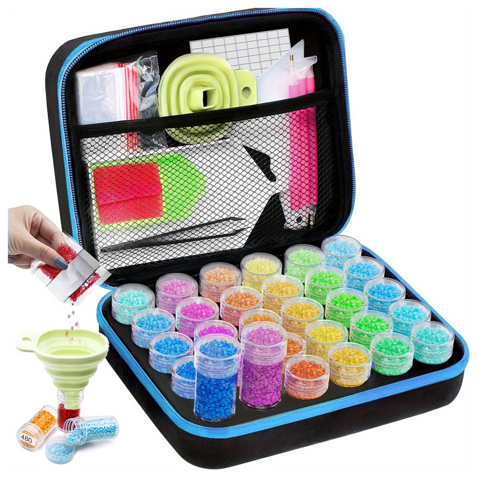 Кейс органайзер для алмазной мозаики, бисера и мелких деталей ColorArt KN4, 30 баночек-контейнеров