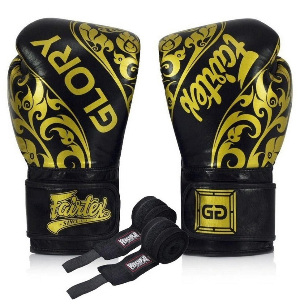 Боксерські рукавиці BGVG2 Velcro Fairtex BGVG2_Velcro_12oz_Black 12 унцій (бинти в комплекті)